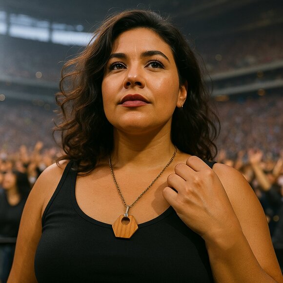 Vintage Hexagonal Wood Pendant Necklace Retro Geometric Minimalist - Picture 2 of 9